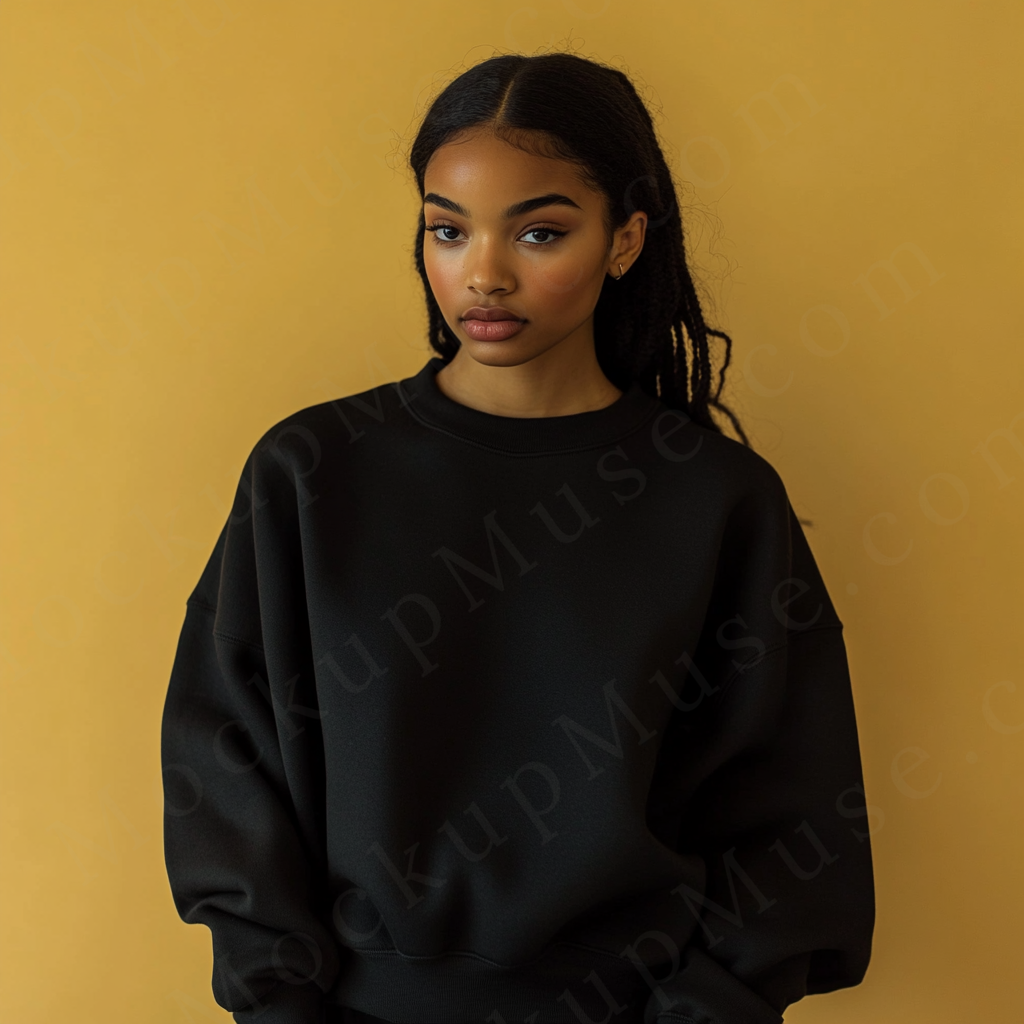 Women’s black crewneck sweatshirt mockup – digital download