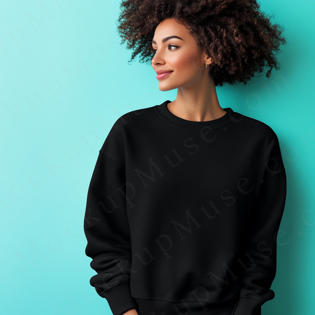 Women’s black crewneck sweatshirt mockup – digital download