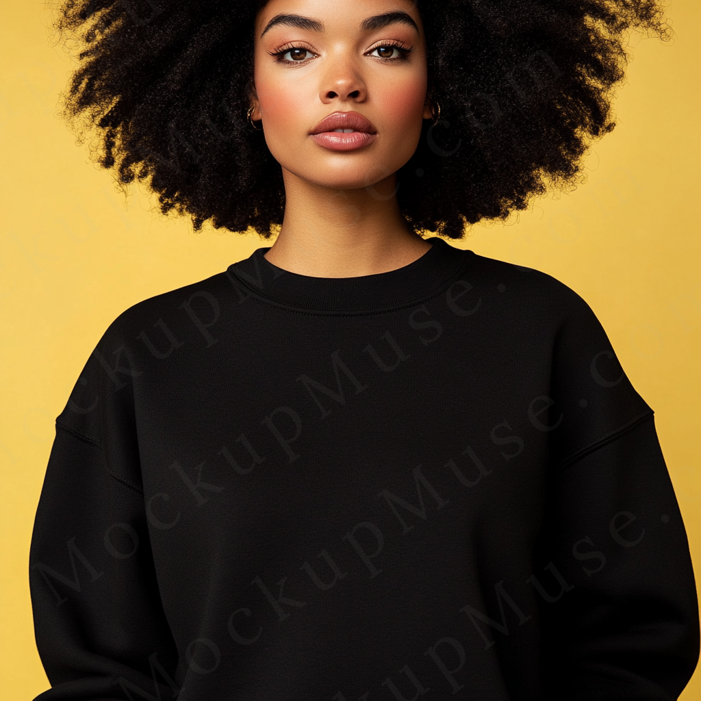 Women’s black crewneck sweatshirt mockup – digital download