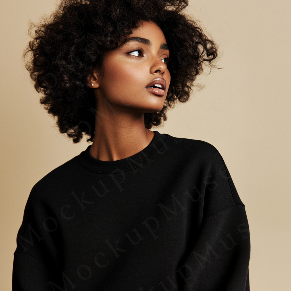 Women’s black crewneck sweatshirt mockup – digital download