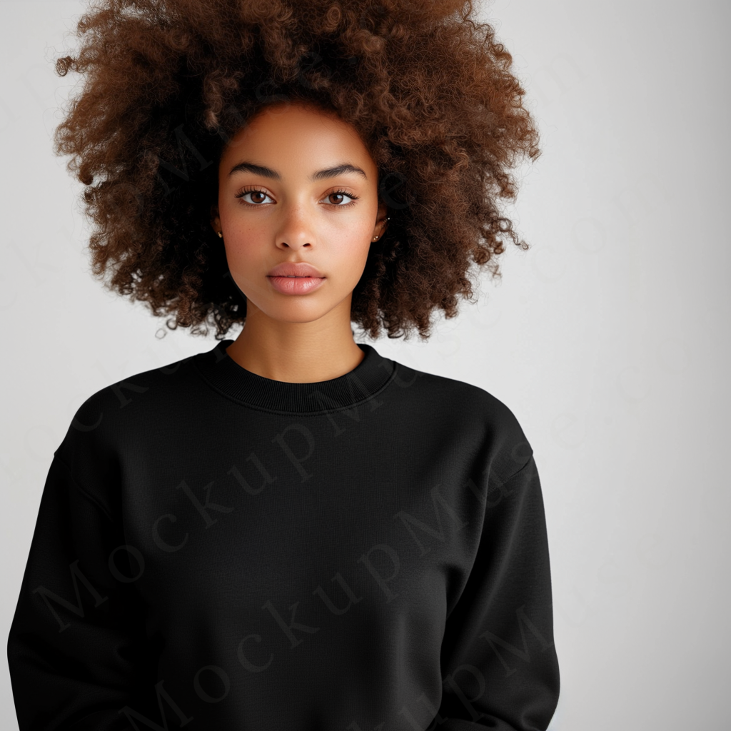 Women’s black crewneck sweatshirt mockup – digital download