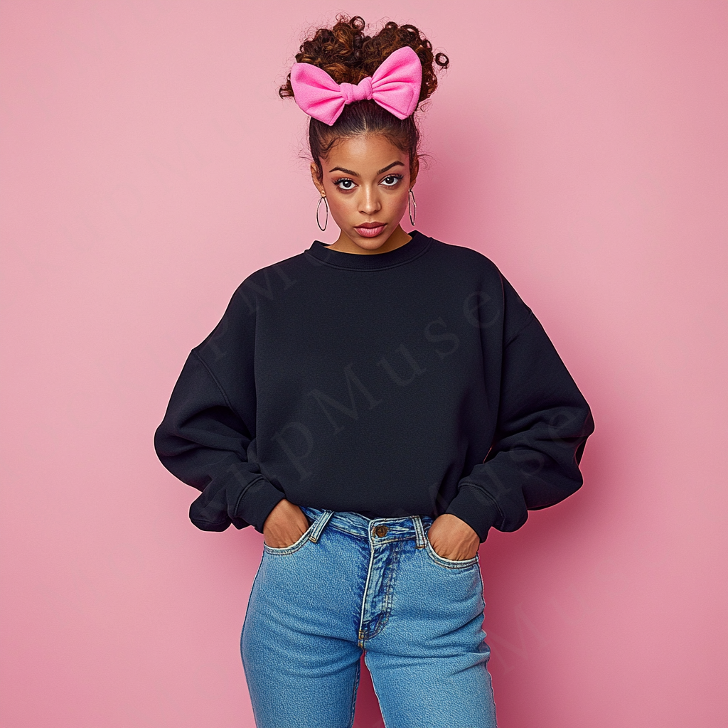 Women’s black crewneck sweatshirt mockup – digital download