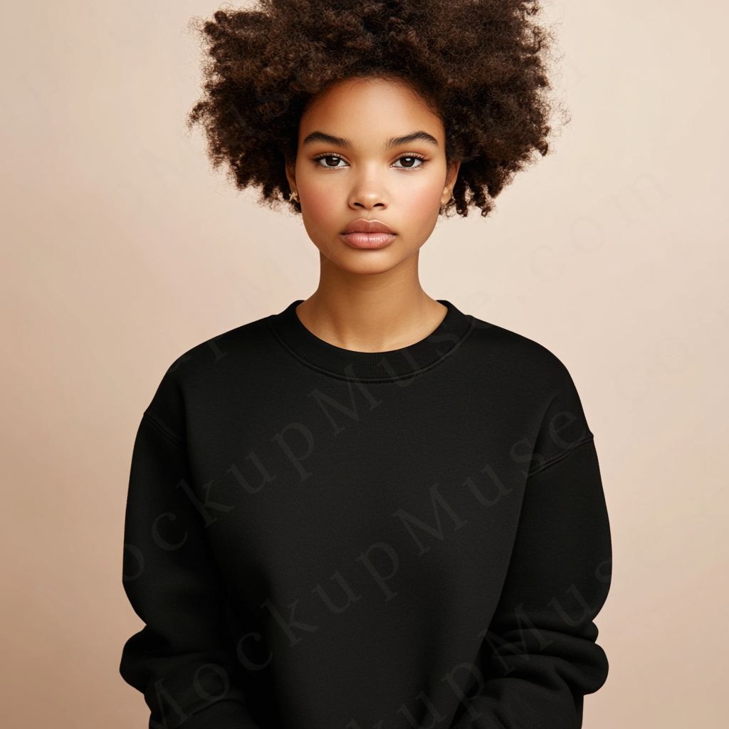 Women’s black crewneck sweatshirt mockup – digital download