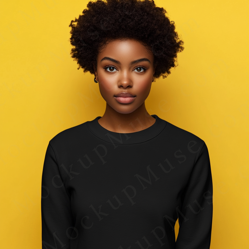 Women’s black crewneck sweatshirt mockup – digital download