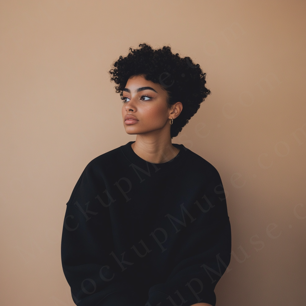 Women’s black crewneck sweatshirt mockup – digital download