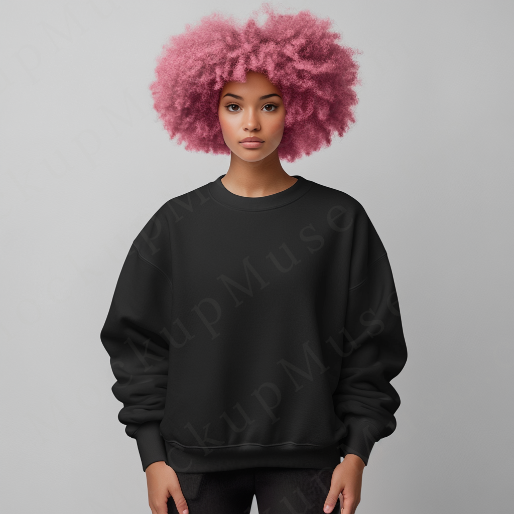 Women’s black crewneck sweatshirt mockup – digital download