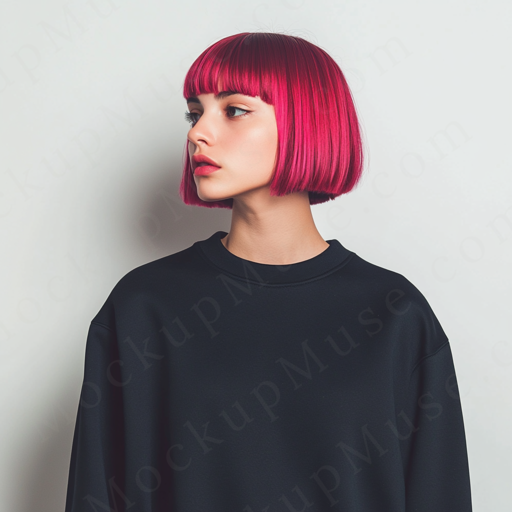 Women’s black crewneck sweatshirt mockup – digital download