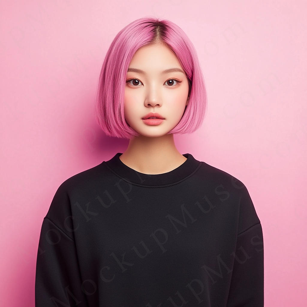 Women’s black crewneck sweatshirt mockup – digital download