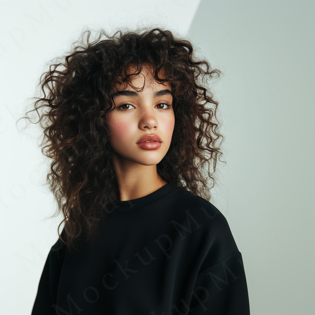 Women’s black crewneck sweatshirt mockup – digital download