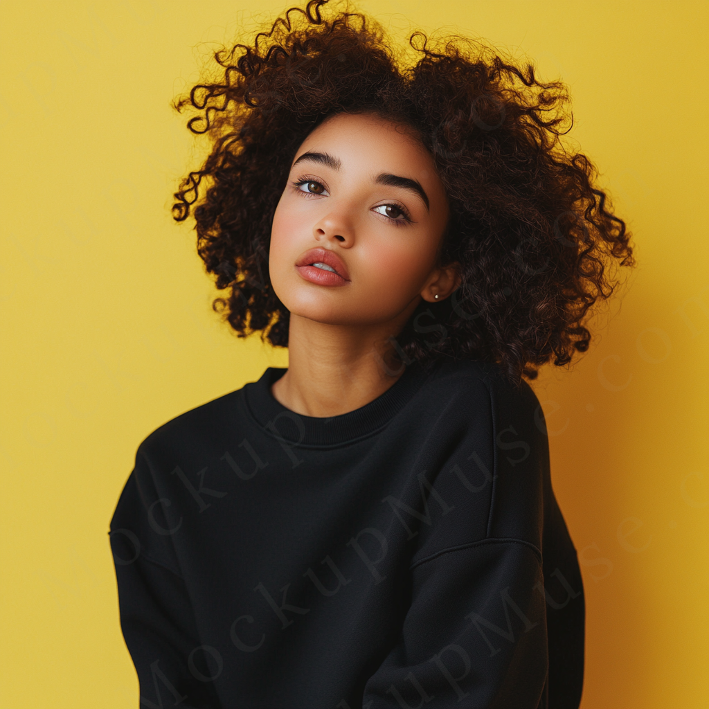 Women’s black crewneck sweatshirt mockup – digital download