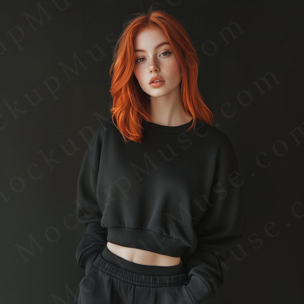 Women’s black crewneck sweatshirt mockup – digital download