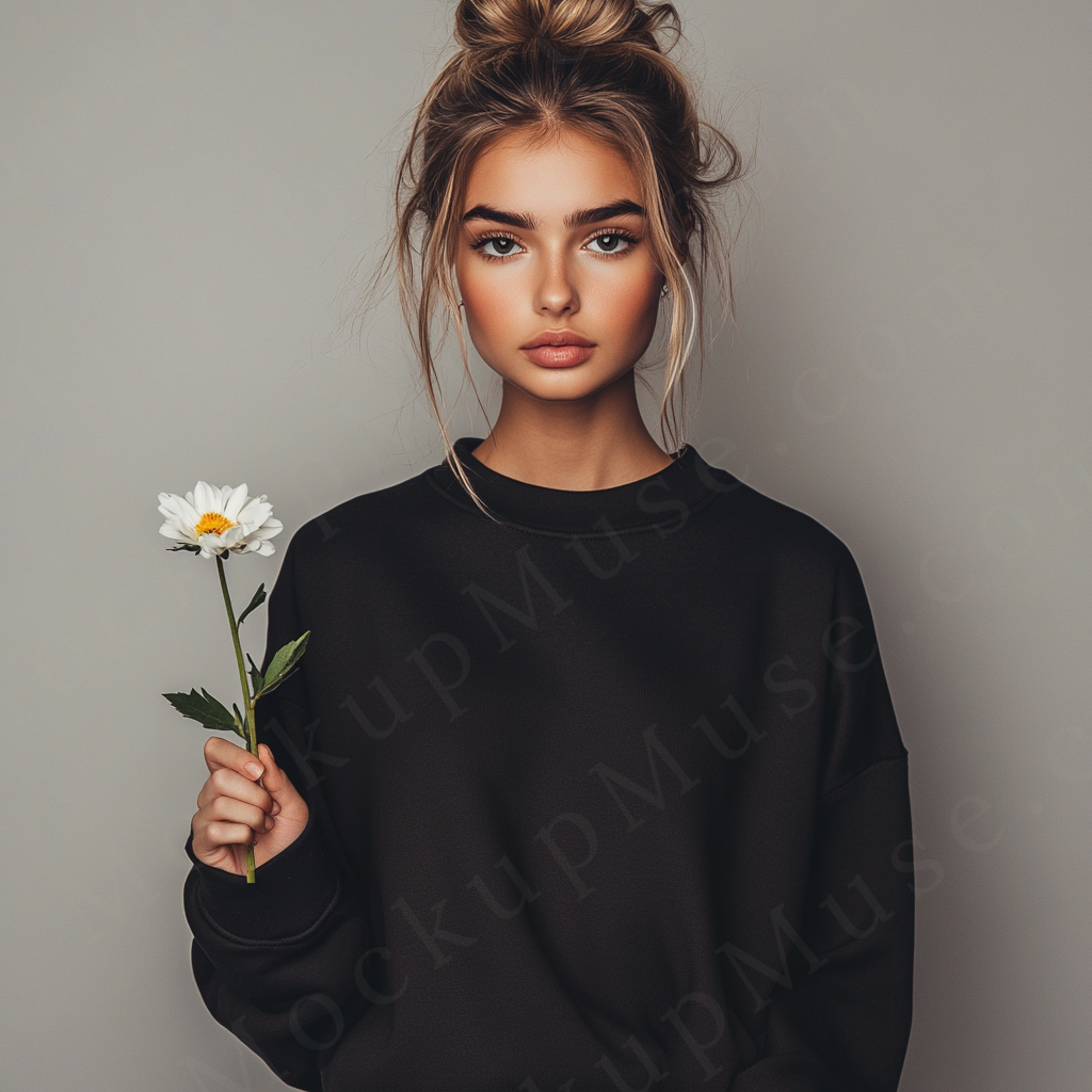 Women’s black crewneck sweatshirt mockup – digital download