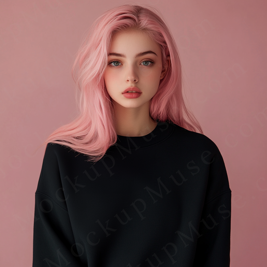 Women’s black crewneck sweatshirt mockup – digital download