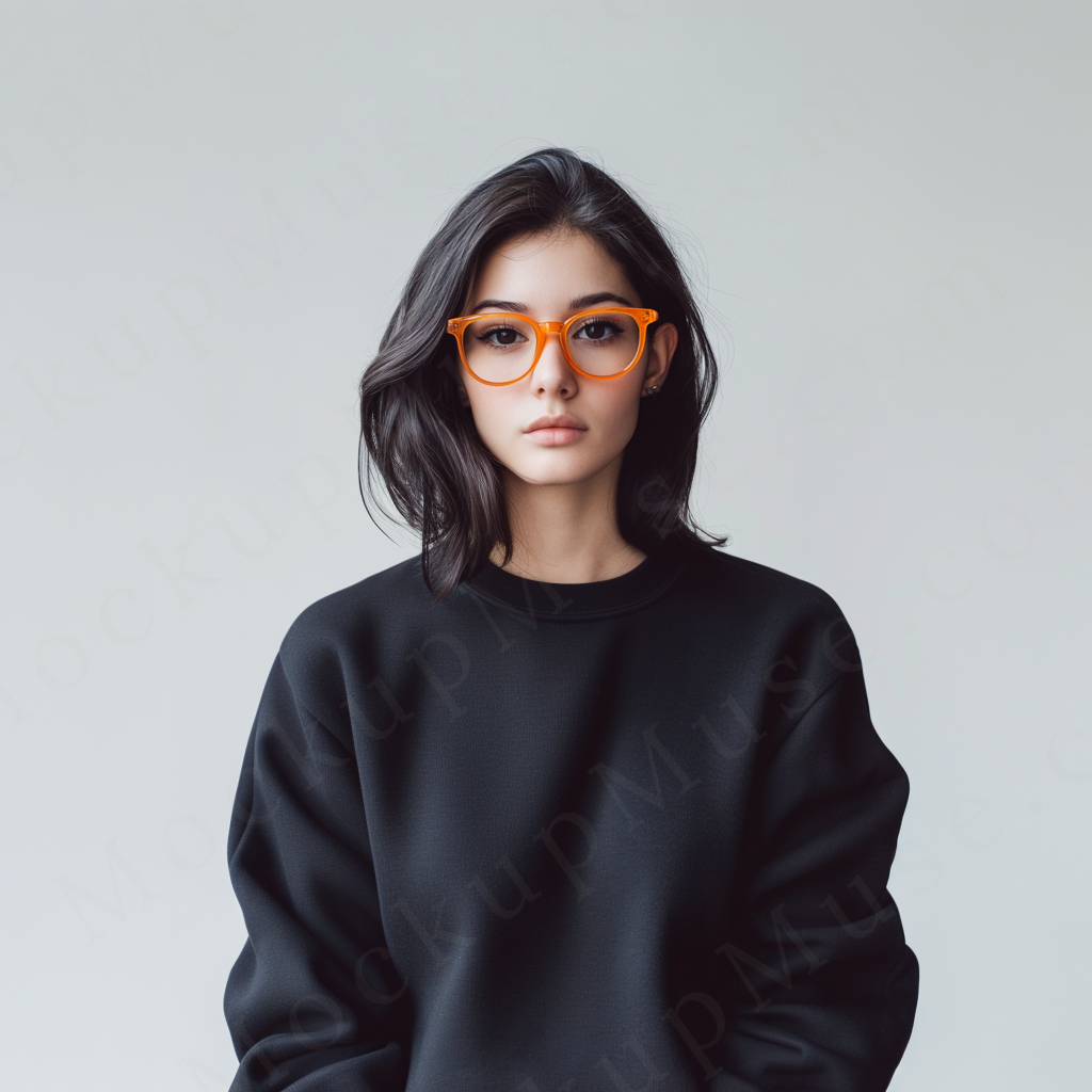 Women’s black crewneck sweatshirt mockup – digital download