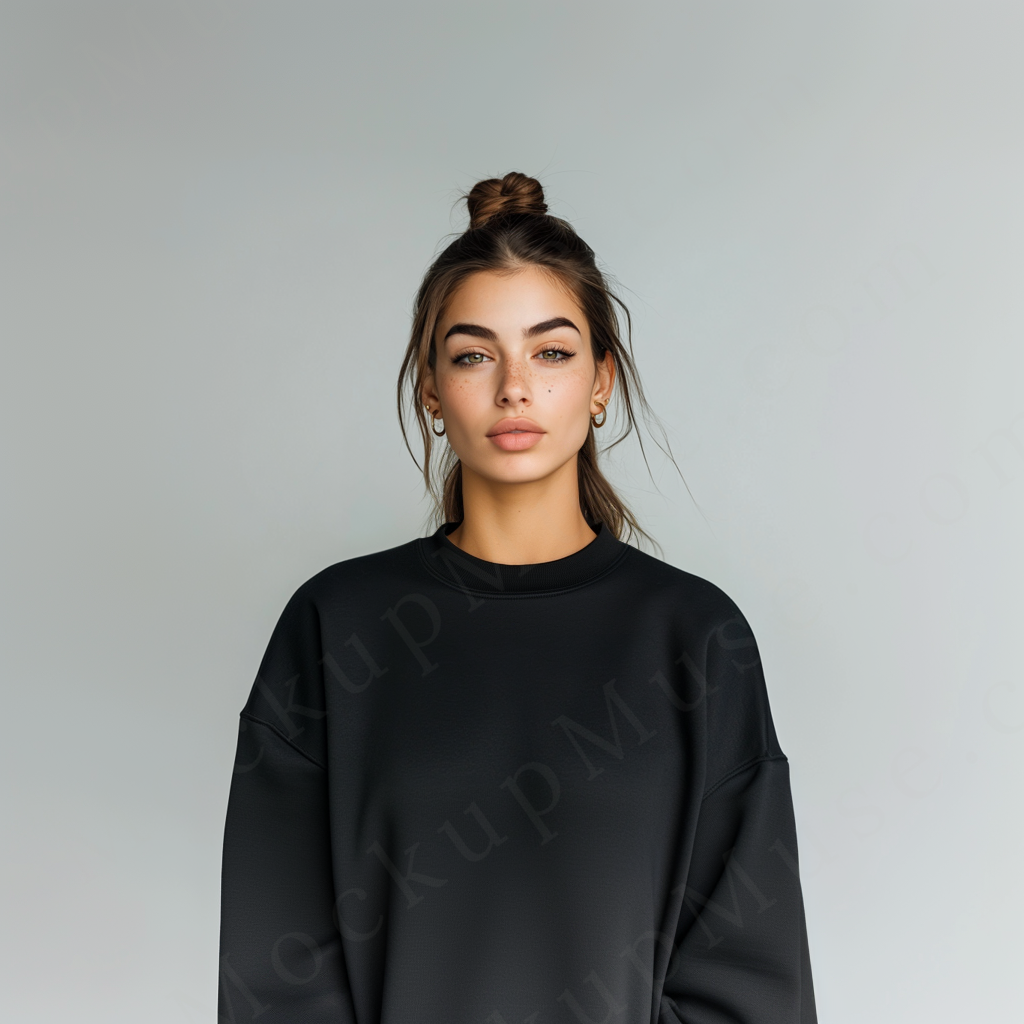 Women’s black crewneck sweatshirt mockup – digital download