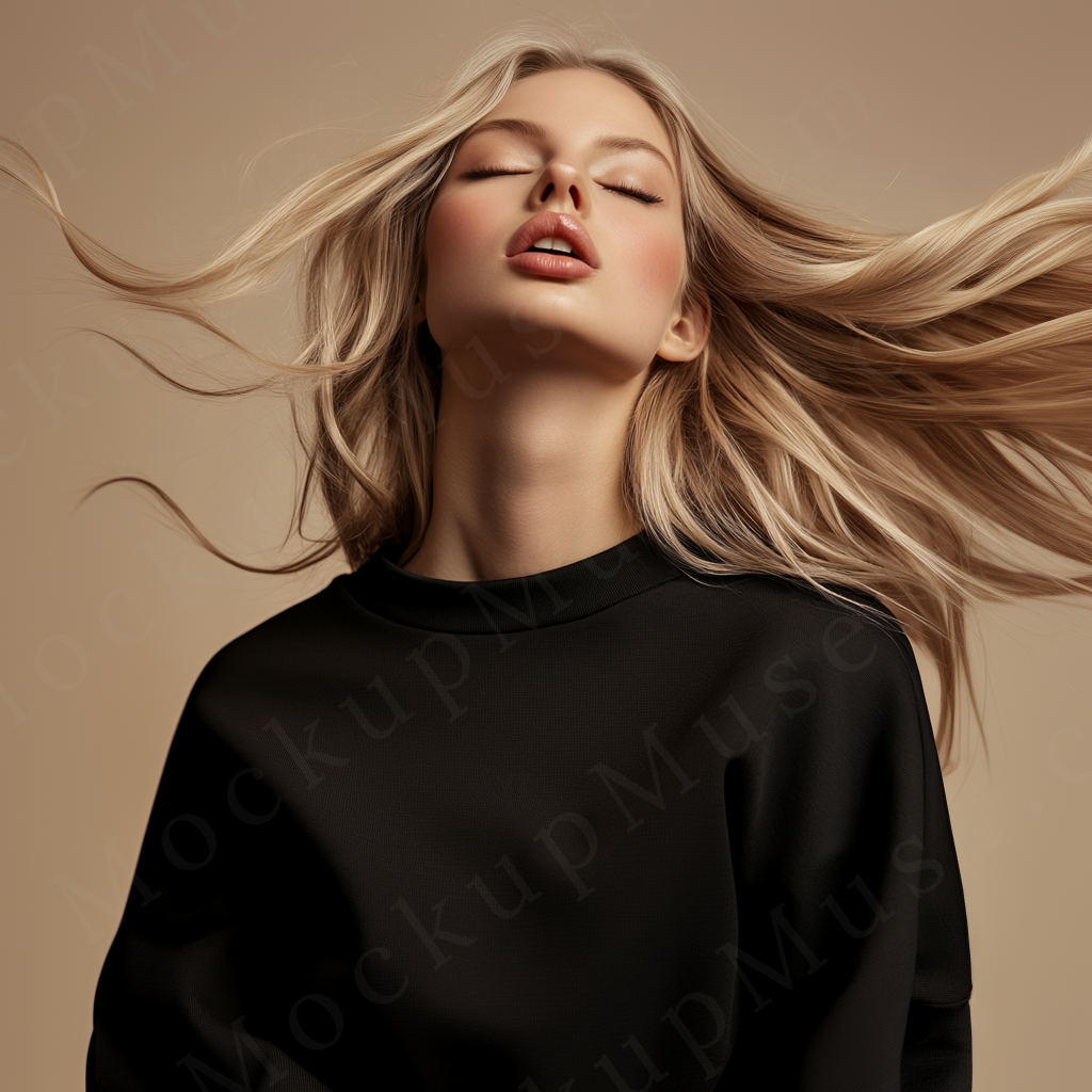 Women’s black crewneck sweatshirt mockup – digital download