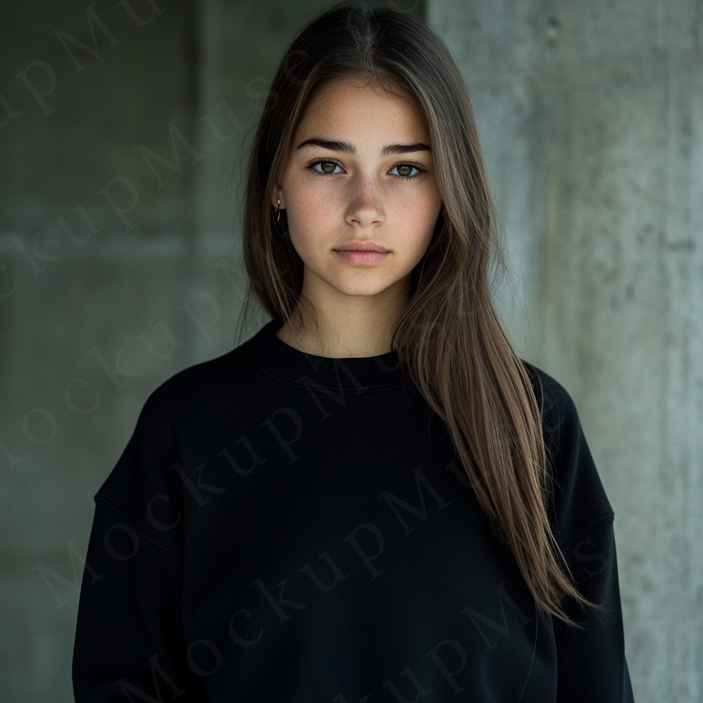 Women’s black crewneck sweatshirt mockup – digital download