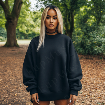 Women’s black crewneck sweatshirt mockup – digital download