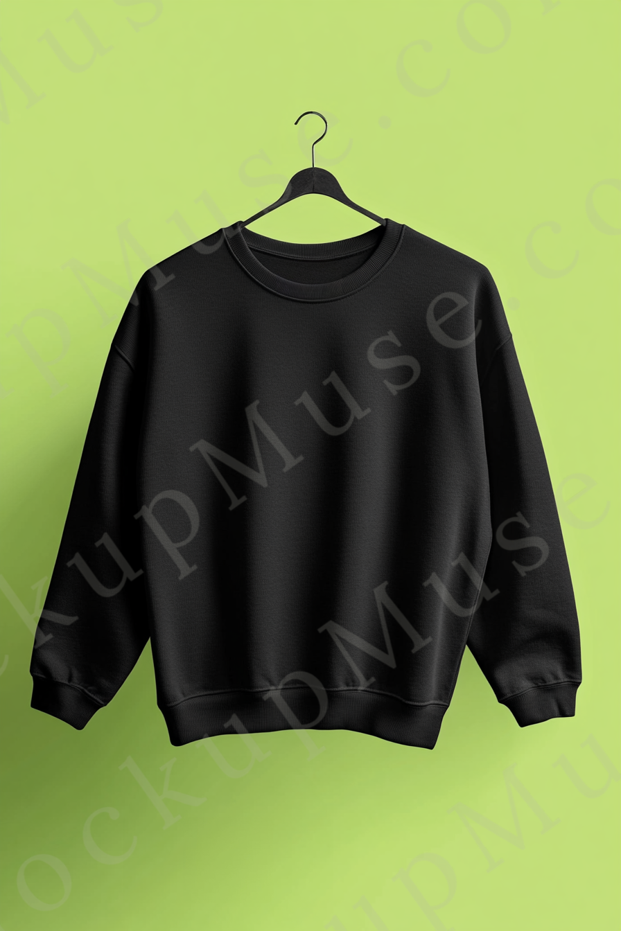 Sweatshirt Mockup – Gildan 18000 Black Unisex, Studio Display digital mockup, no model, high resolution