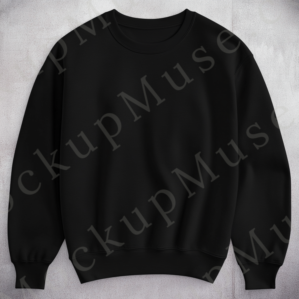 Sweatshirt Mockup – Gildan 18000 Black Unisex, Studio Display digital mockup, no model, high resolution