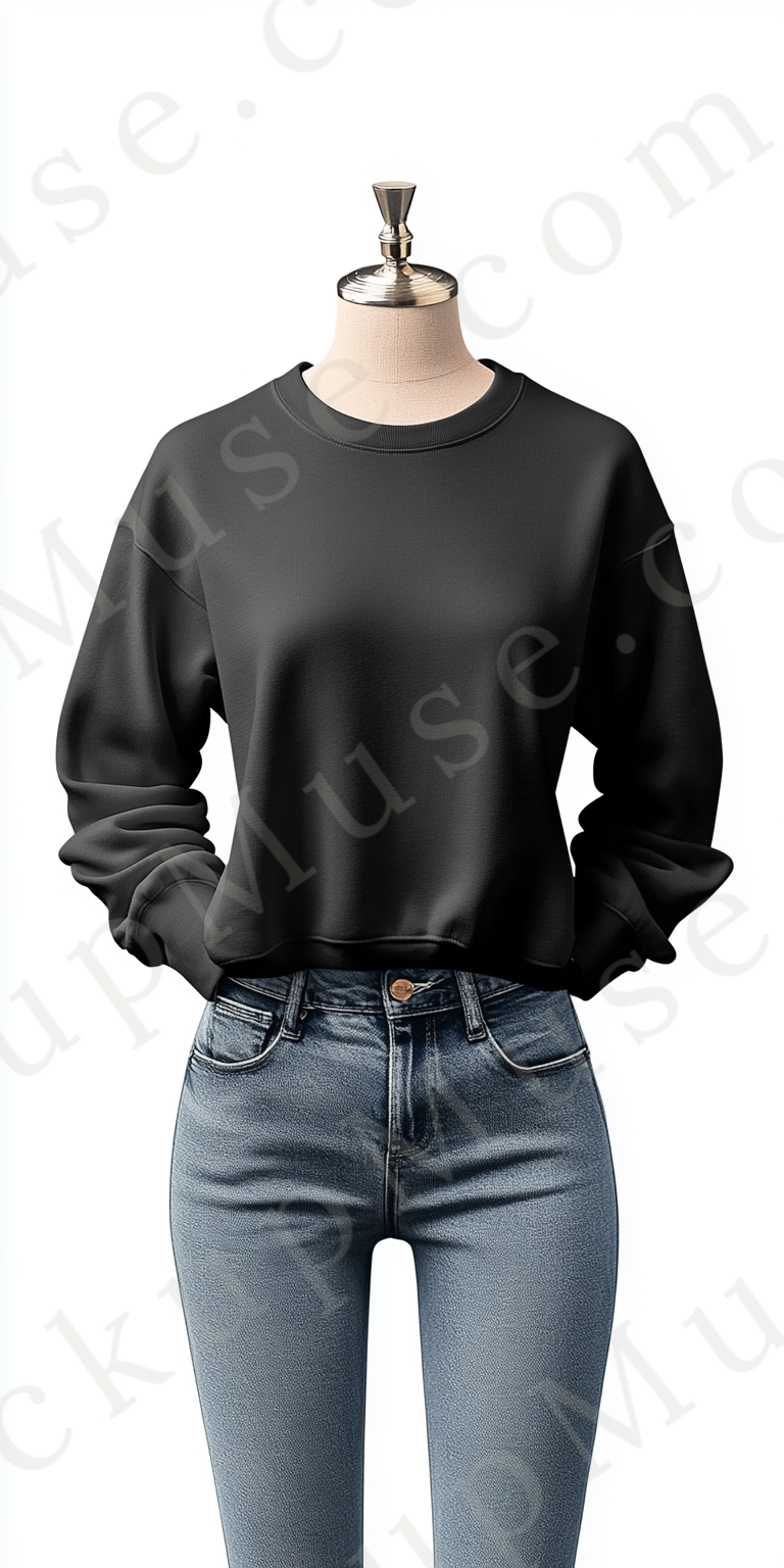 Sweatshirt Mockup – Gildan 18000 Black Women’s, Studio Display digital mockup, no model, high resolution