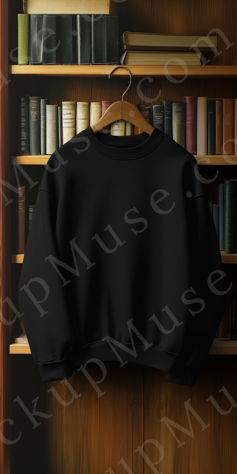 Sweatshirt Mockup – Gildan 18000 Black Unisex, Studio Display digital mockup, no model, high resolution