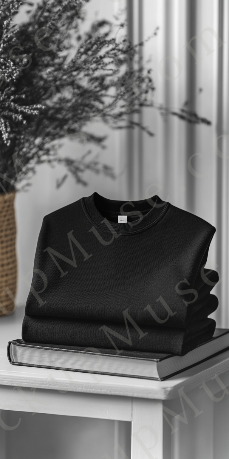 Sweatshirt Mockup – Gildan 18000 Black Unisex, Studio Display digital mockup, no model, high resolution