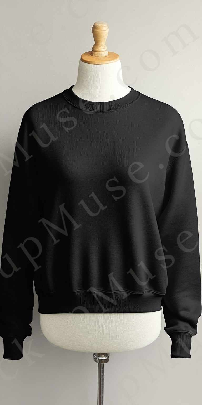Sweatshirt Mockup – Gildan 18000 Black Unisex, Studio Display digital mockup, no model, high resolution