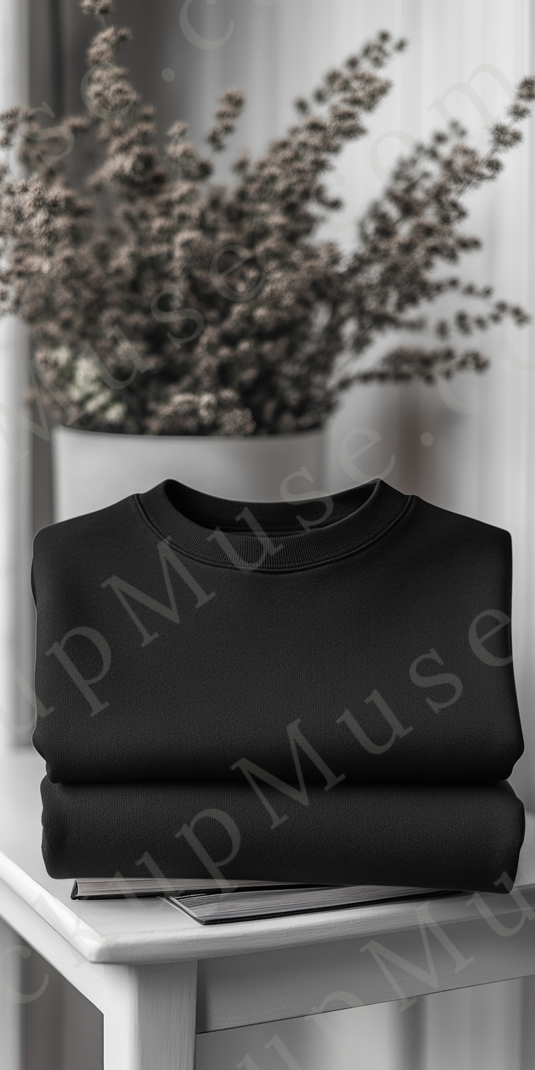 Sweatshirt Mockup – Gildan 18000 Black Unisex, Studio Display digital mockup, no model, high resolution