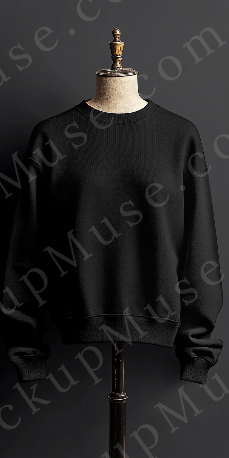 Sweatshirt Mockup – Gildan 18000 Black Unisex, Studio Display digital mockup, no model, high resolution