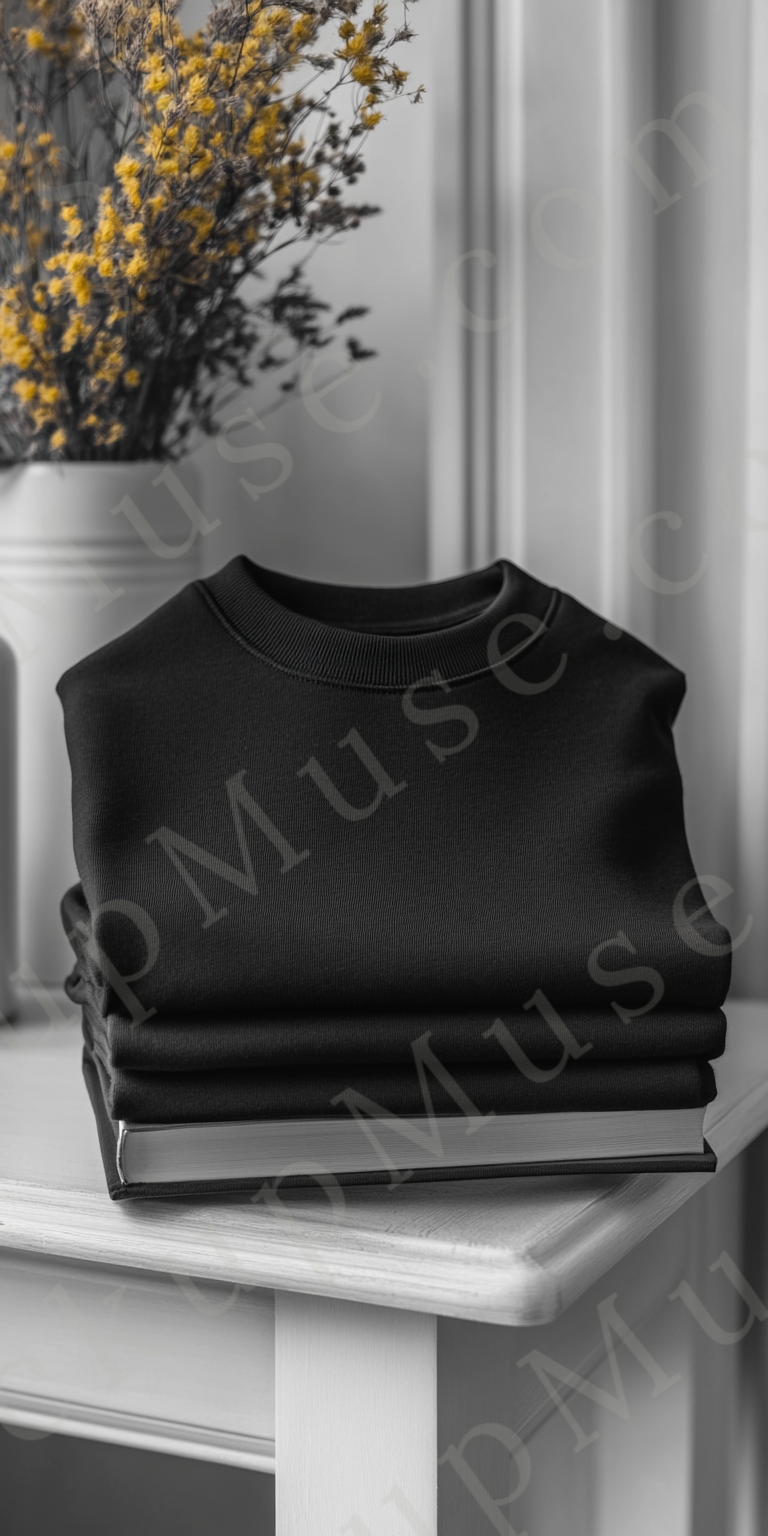 Sweatshirt Mockup – Gildan 18000 Black Unisex, Studio Display digital mockup, no model, high resolution