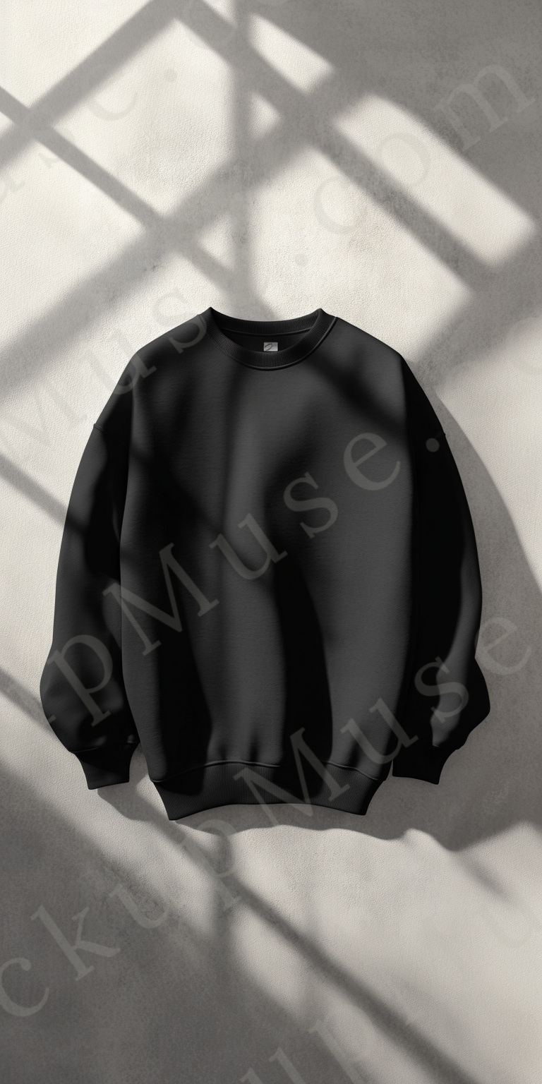 Sweatshirt Mockup – Gildan 18000 Black Unisex, Studio Display digital mockup, no model, high resolution