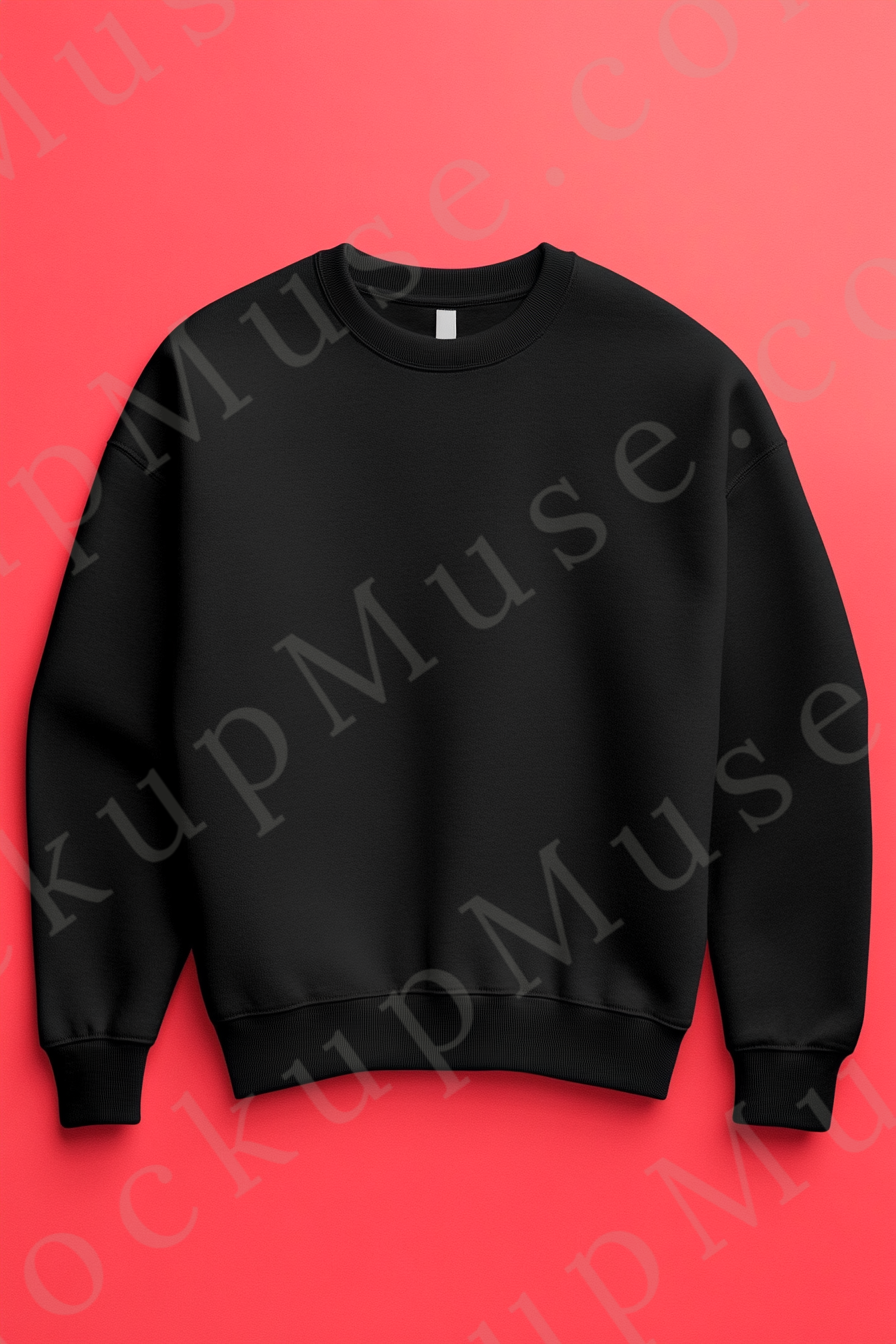 Sweatshirt Mockup – Gildan 18000 Black Unisex, Studio Display digital mockup, no model, high resolution
