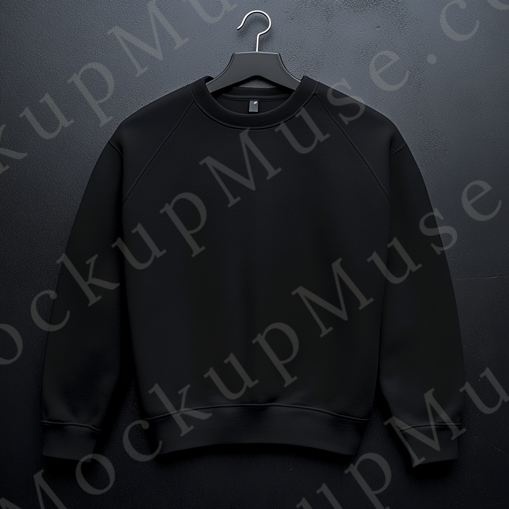 Sweatshirt Mockup – Gildan 18000 Black Unisex, Studio Display digital mockup, no model, high resolution