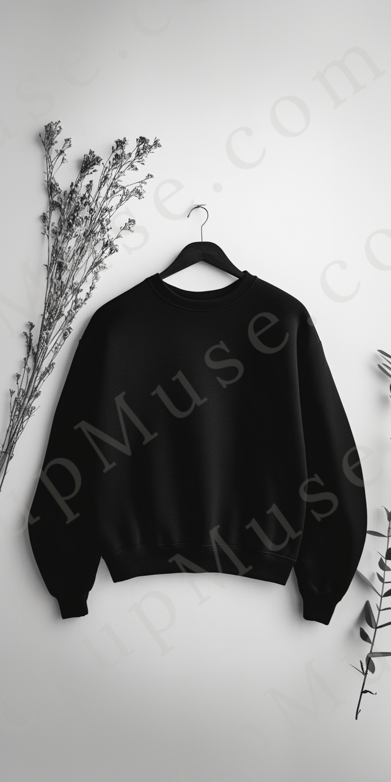Sweatshirt Mockup – Gildan 18000 Black Unisex, Studio Display digital mockup, no model, high resolution