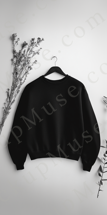 Sweatshirt Mockup – Gildan 18000 Black Unisex, Studio Display digital mockup, no model, high resolution