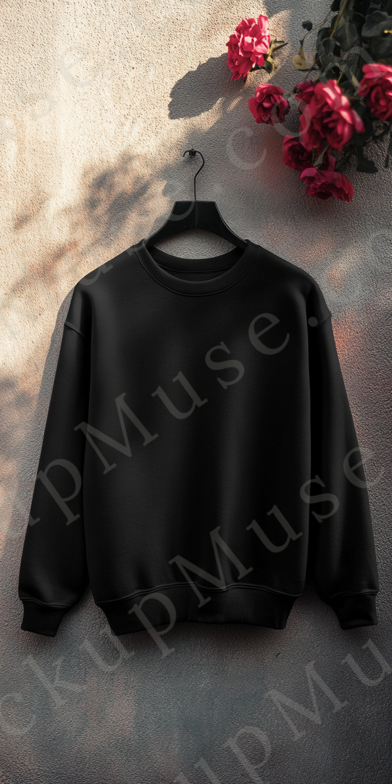Sweatshirt Mockup – Gildan 18000 Black Women’s, Studio Display digital mockup, no model, high resolution