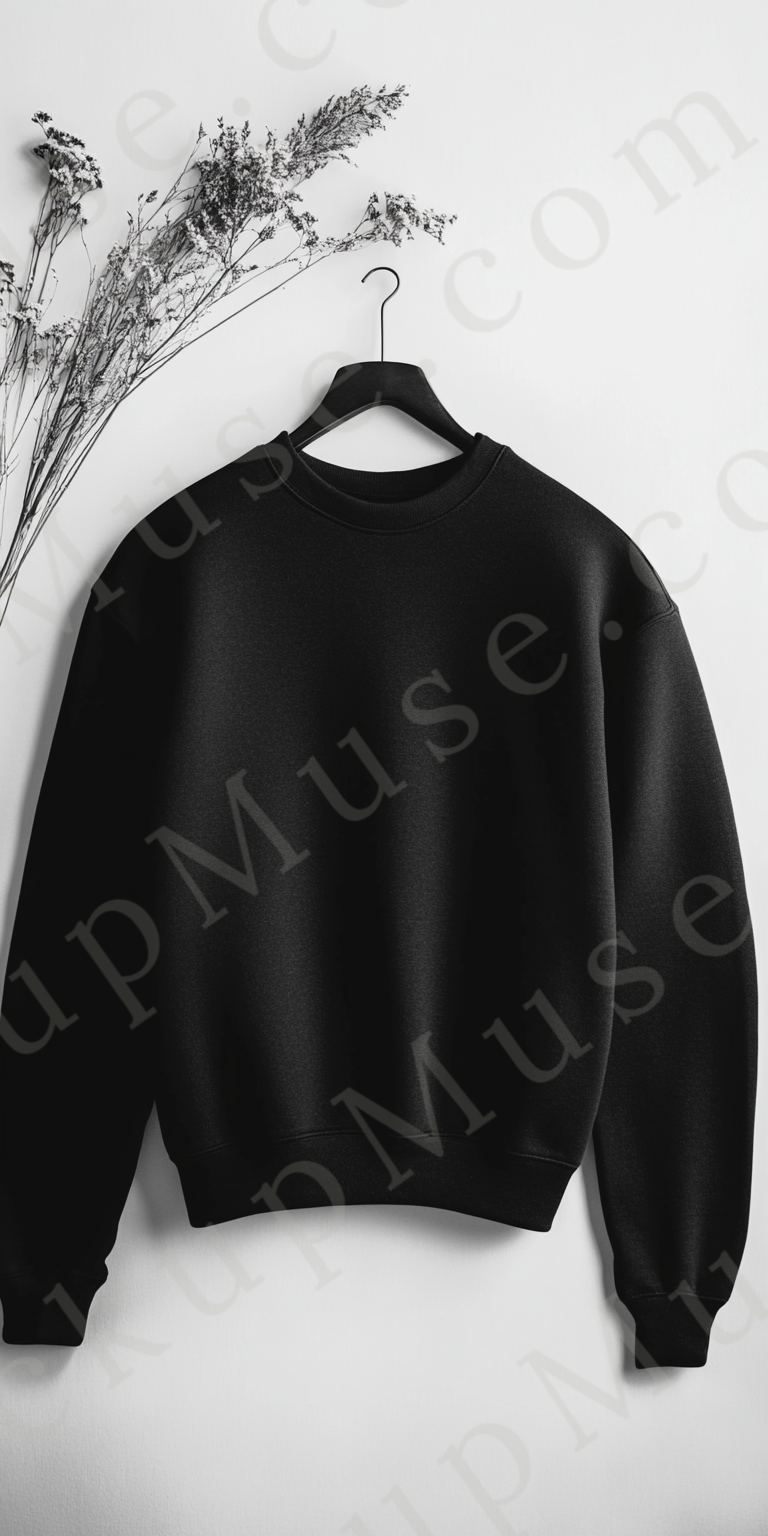 Sweatshirt Mockup – Gildan 18000 Black Unisex, Studio Display digital mockup, no model, high resolution