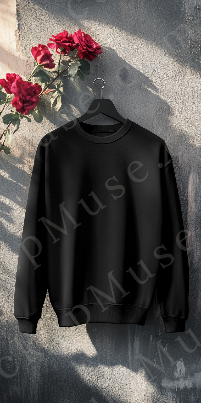 Sweatshirt Mockup – Gildan 18000 Black Women’s, Studio Display digital mockup, no model, high resolution