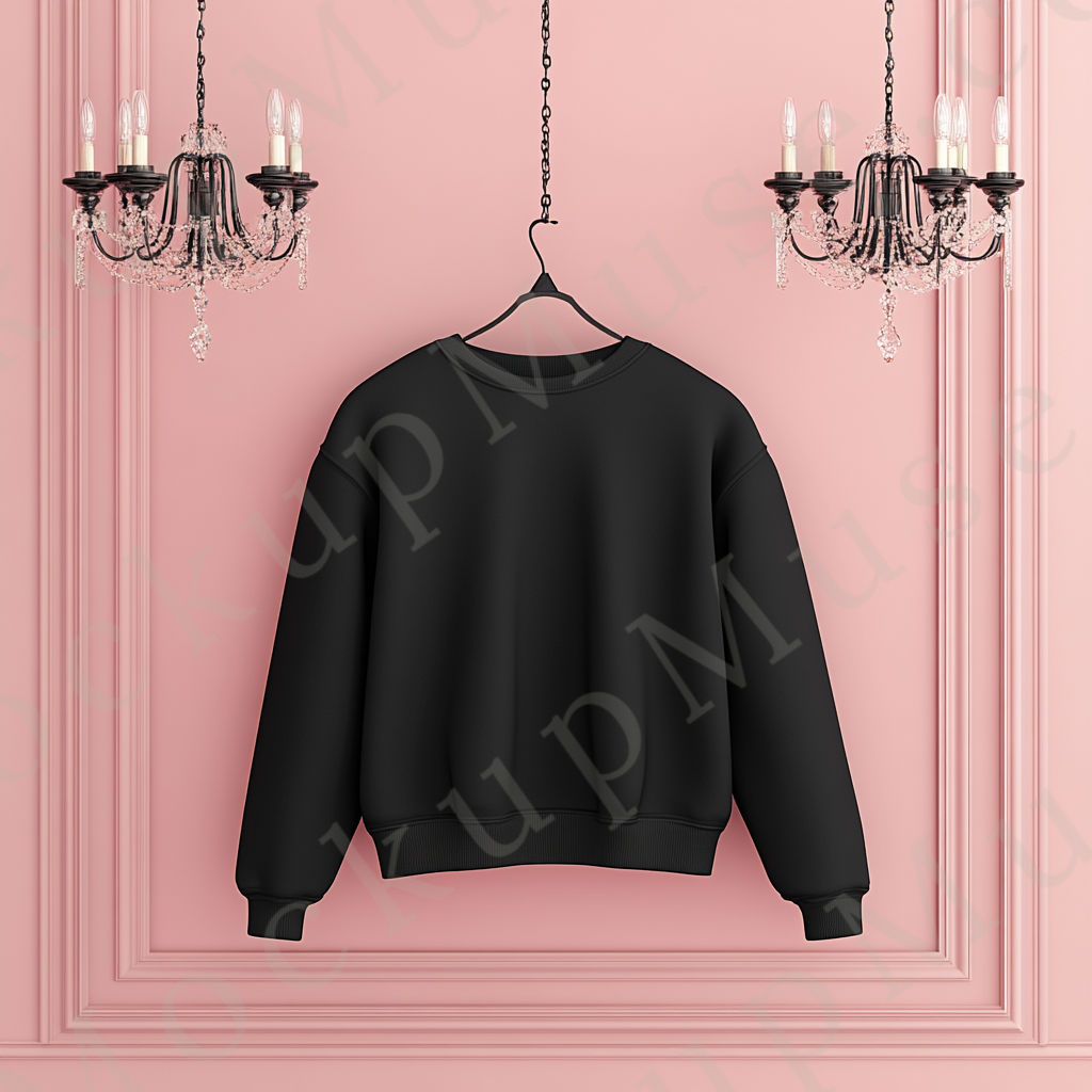 Sweatshirt Mockup – Gildan 18000 Black Unisex, Studio Display digital mockup, no model, high resolution