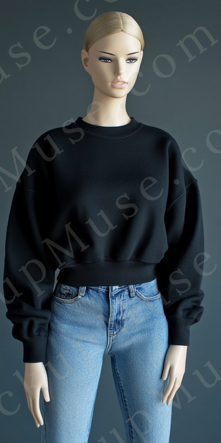 Sweatshirt Mockup – Gildan 18000 Black Women’s, Studio Display digital mockup, no model, high resolution