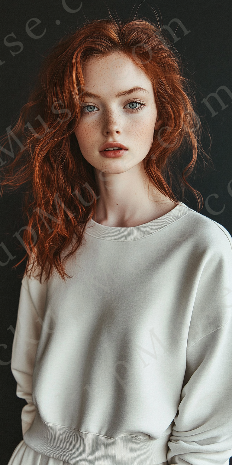 women’s cream crewneck sweatshirt mockup, studio scene, gildan 18000, front view, digital download for Etsy and Shopify