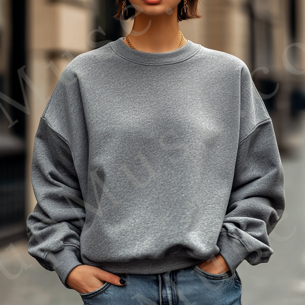 Women's Grey Sweatshirt Mockup – Lifestyle Scene