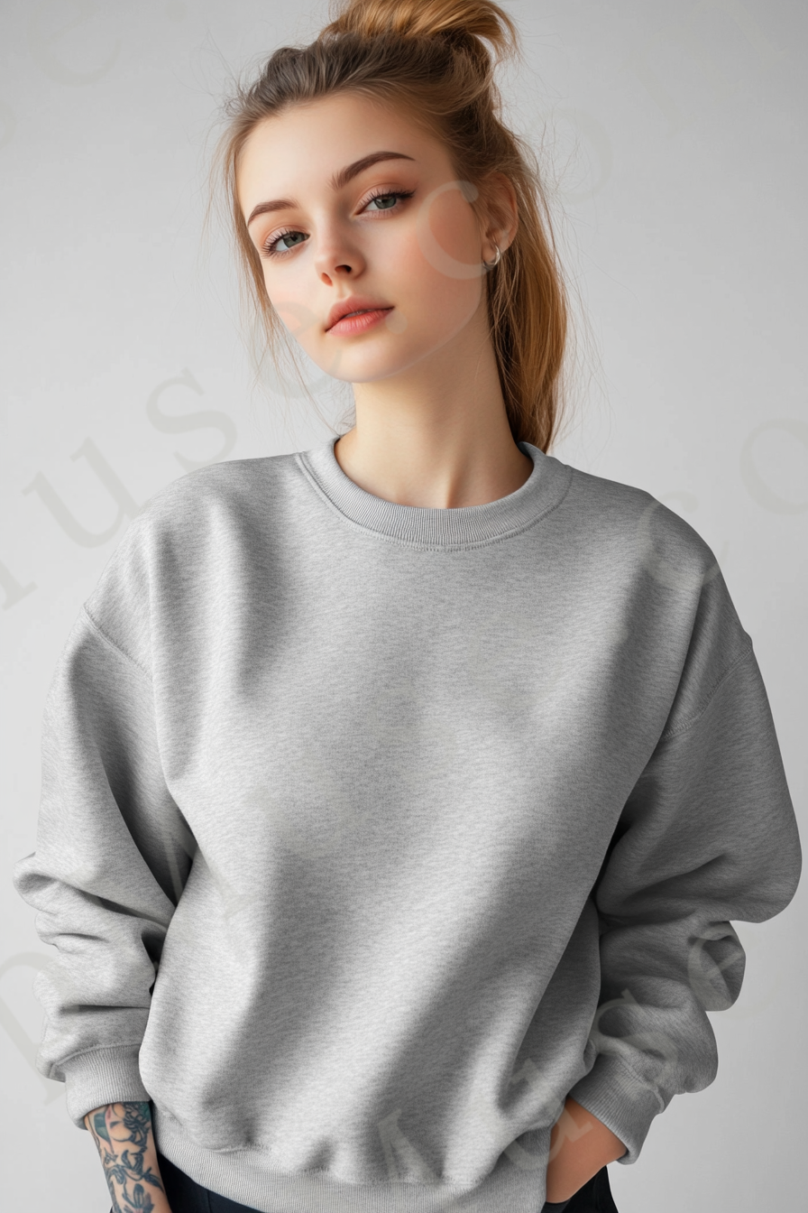 Women's Grey Sweatshirt Mockup – Studio Scene