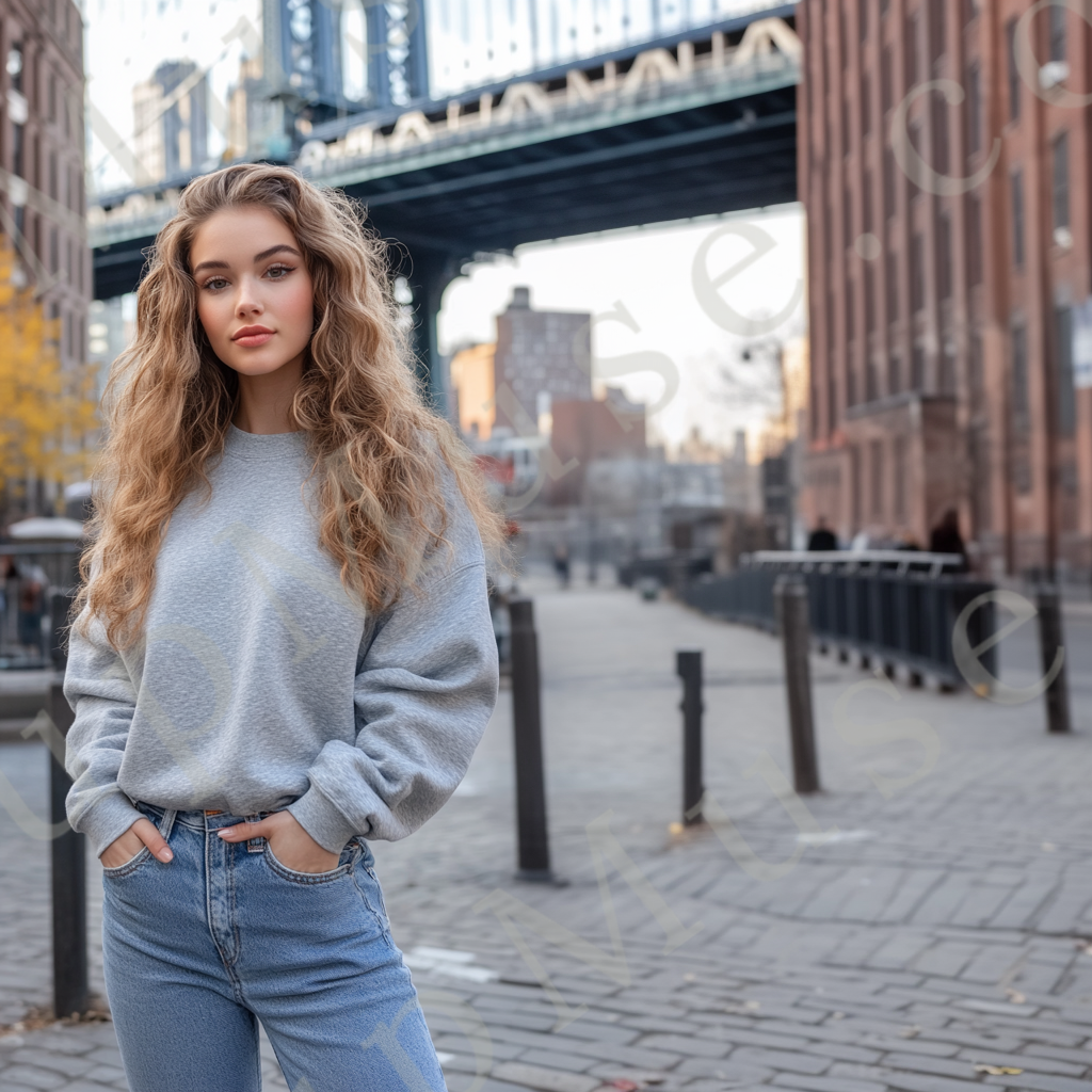 Women's Grey Sweatshirt Mockup – Urban City Lifestyle