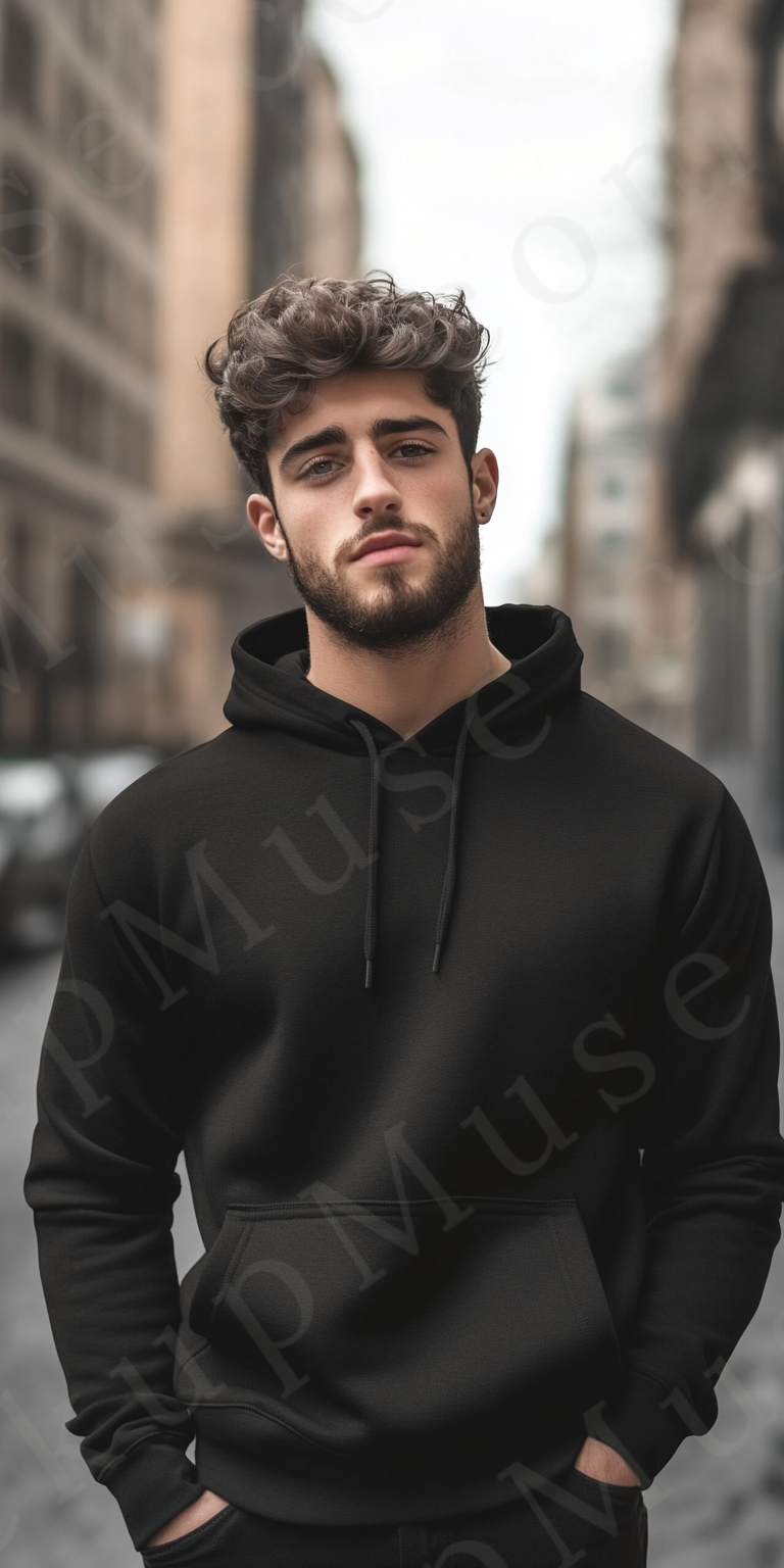 Hoodie Mockup – Black Men’s Front View