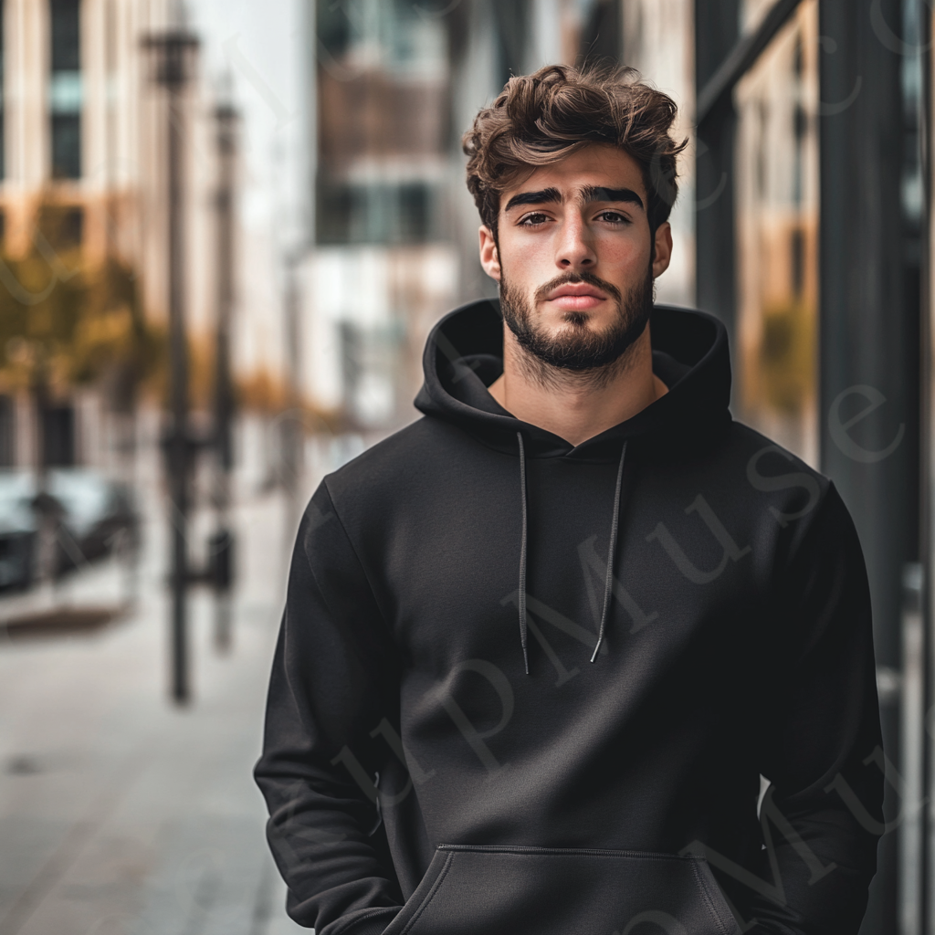 Hoodie Mockup – Black Men’s Front View