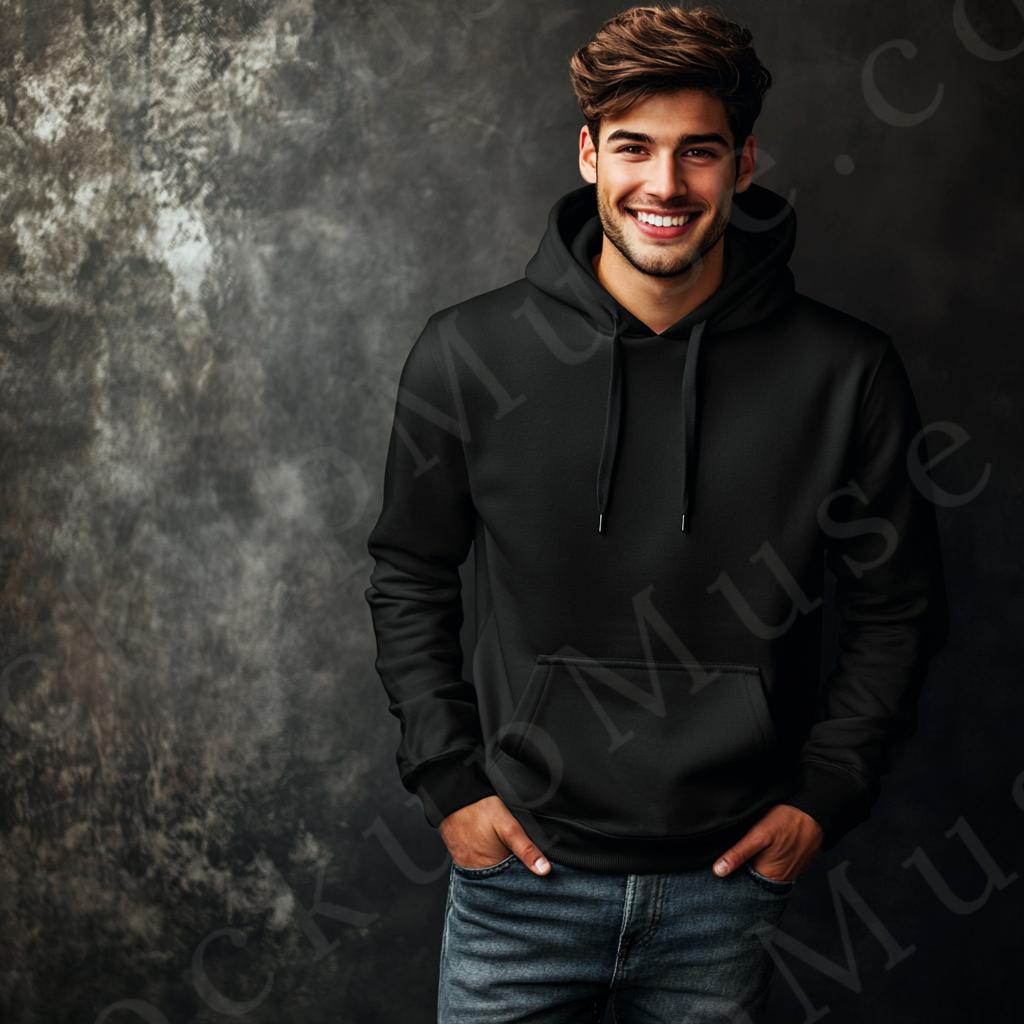Hoodie Mockup – Black Men’s Front View