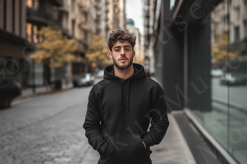 Hoodie Mockup – Black Men’s Front View