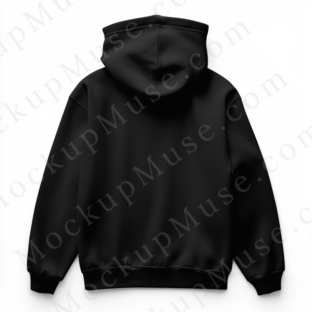 Hoodie Mockup – Gildan 18500 Black Unisex, No Model, Back View